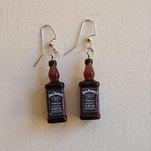 Jack Daniels Tennessee whiskey handmade earrings brown black